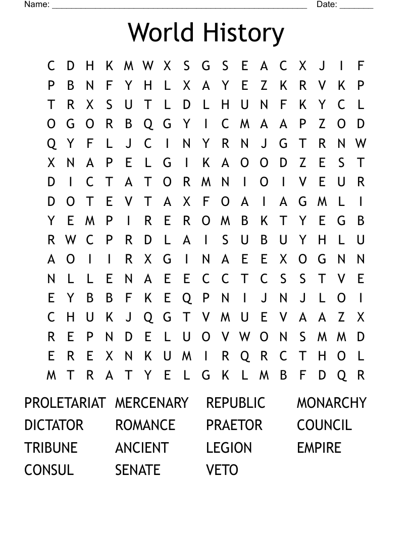 World History Word Search