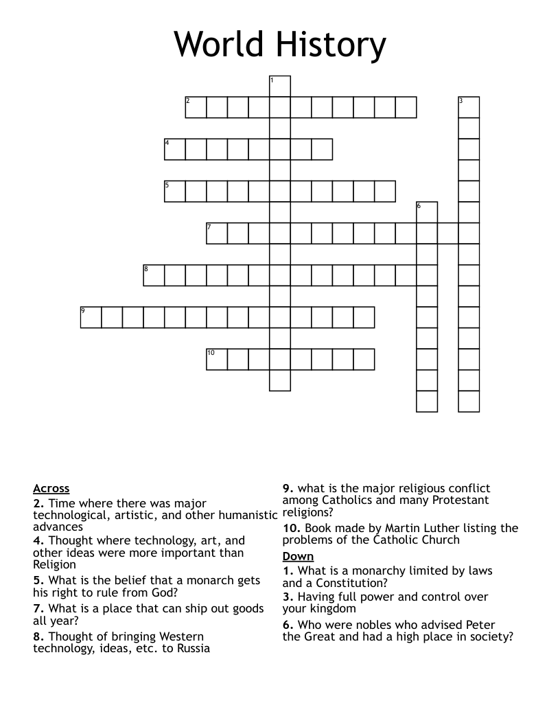 World History Crossword