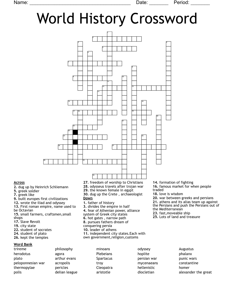World History Crossword