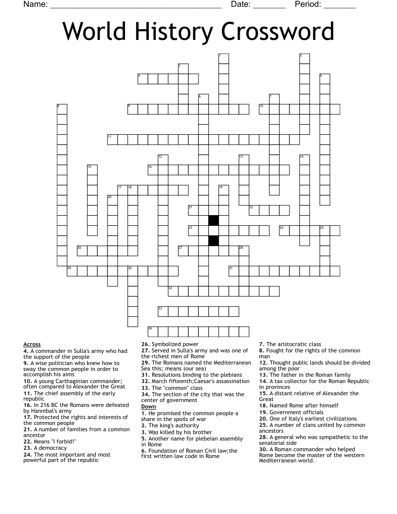 World History Crossword