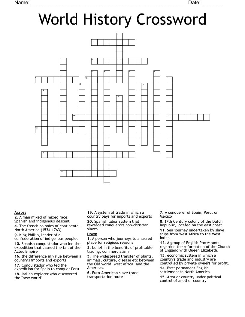 World History Crossword