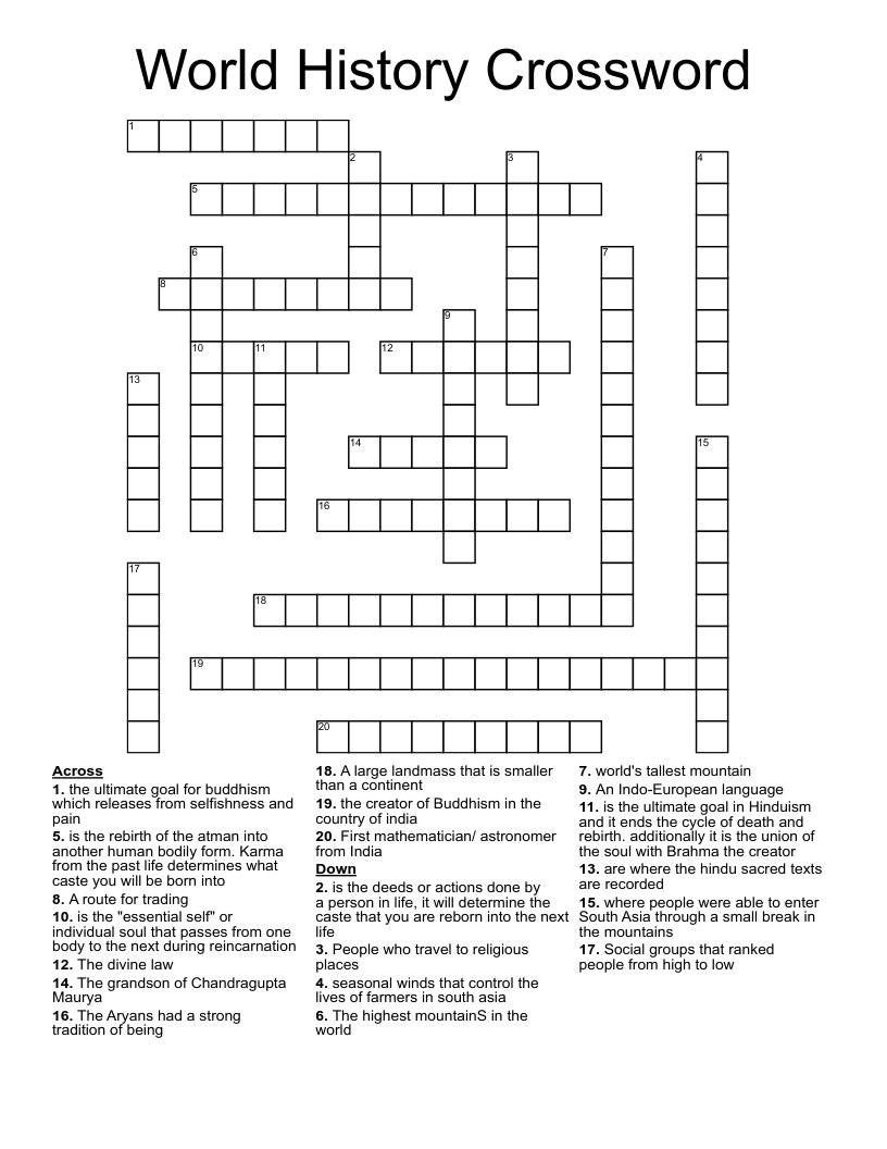 World History Crossword