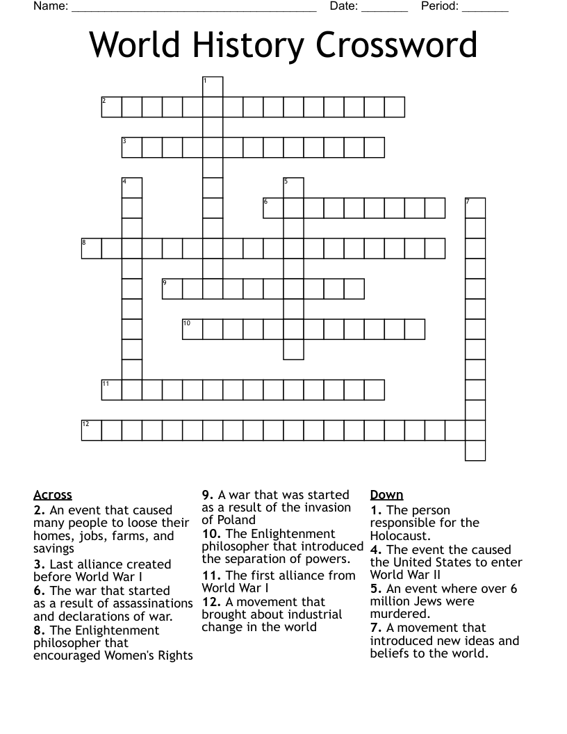 World History Crossword