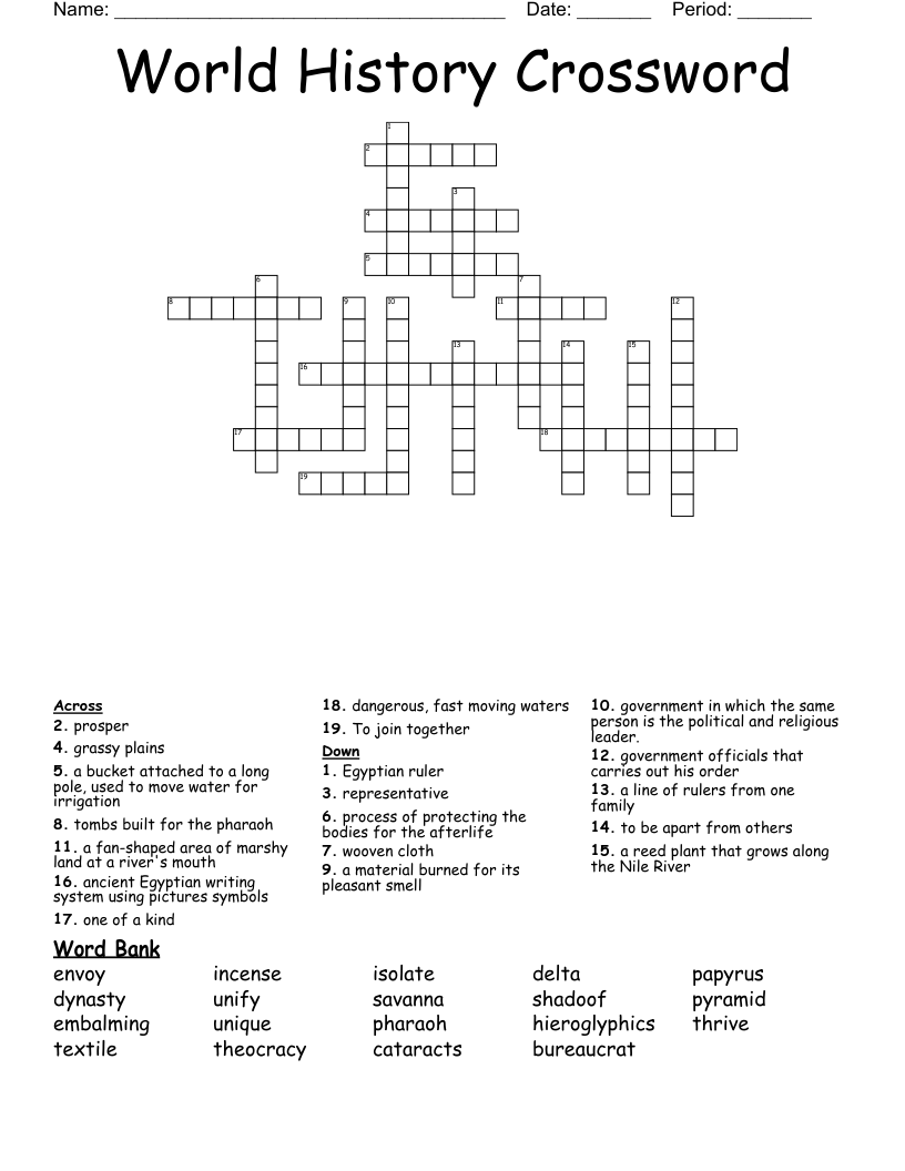 World History Crossword