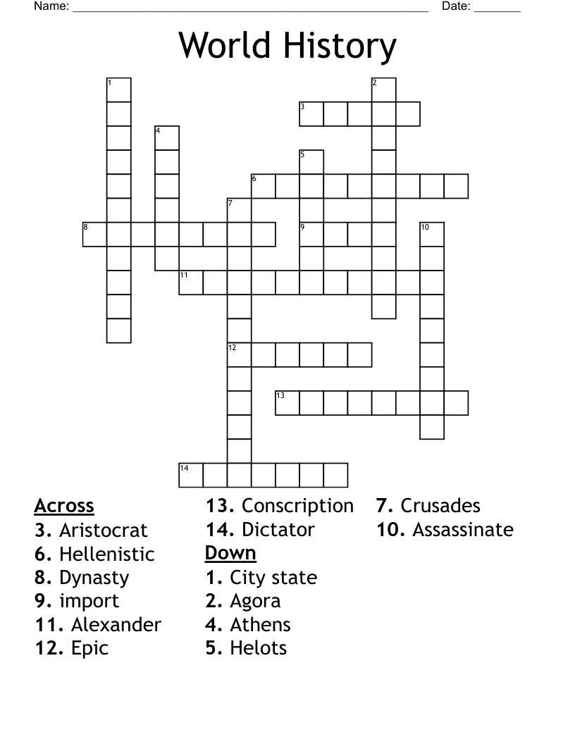 World History  Crossword