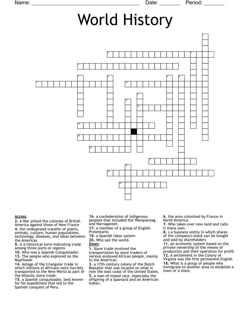 World History  Crossword