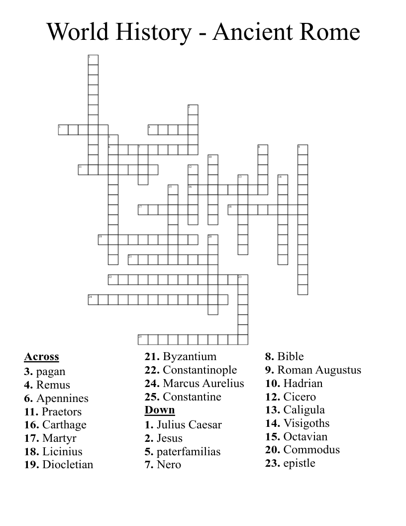 World History - Ancient Rome Crossword