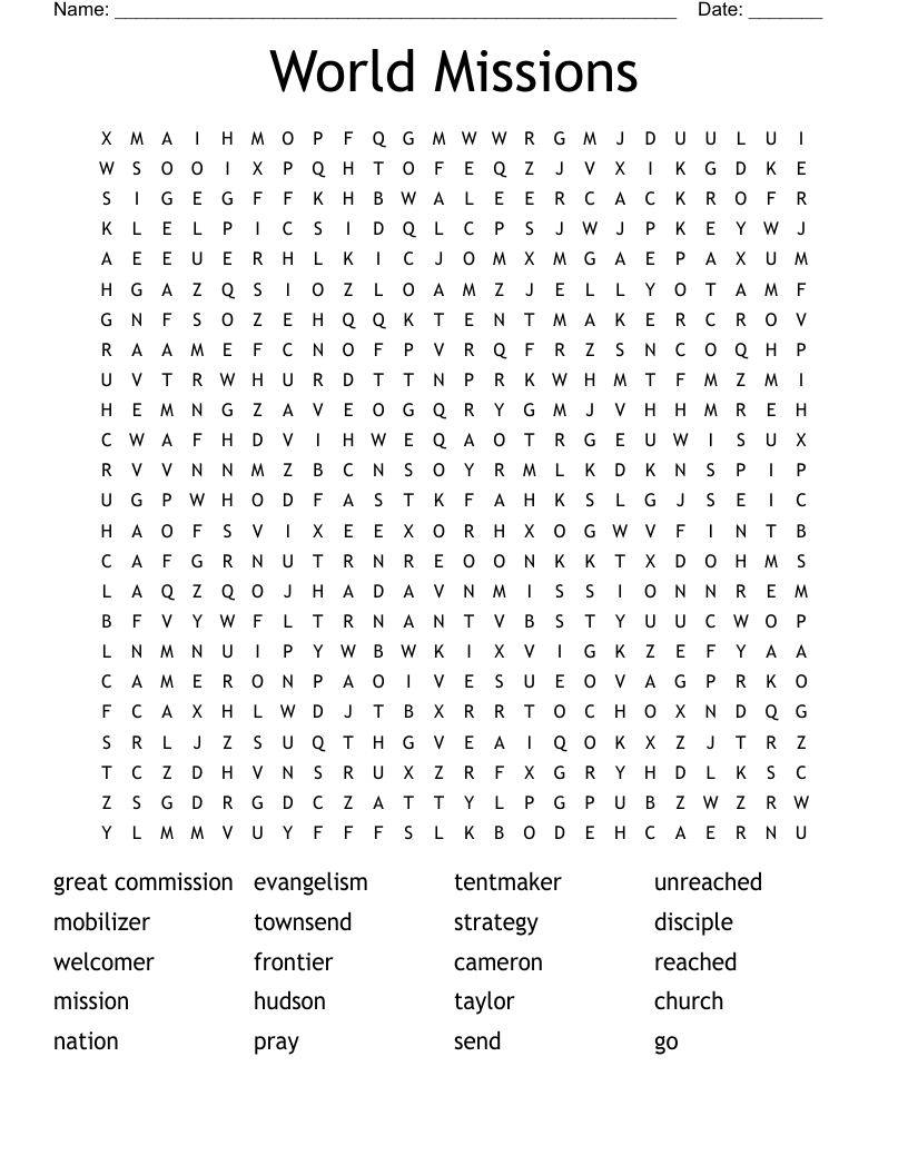 World Missions Word Search