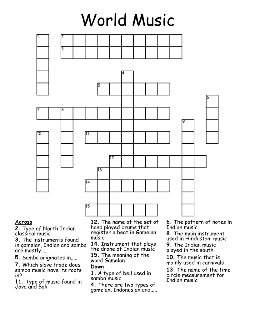 World Music Crossword