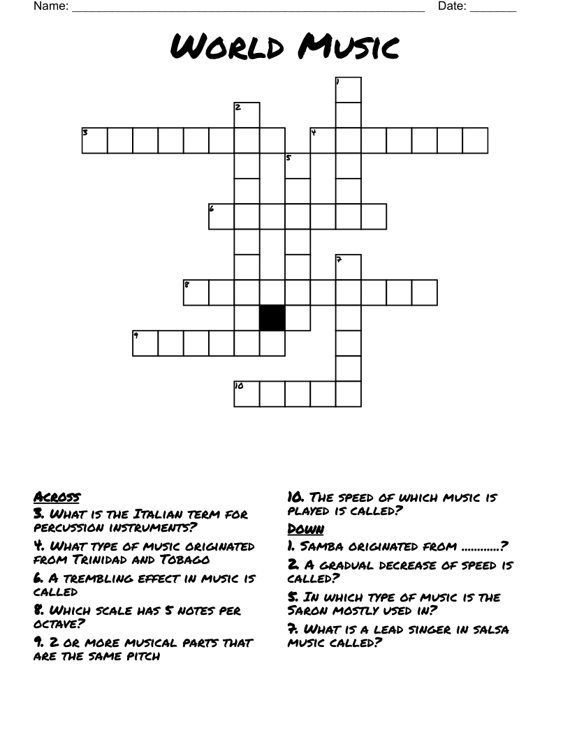 World Music Crossword