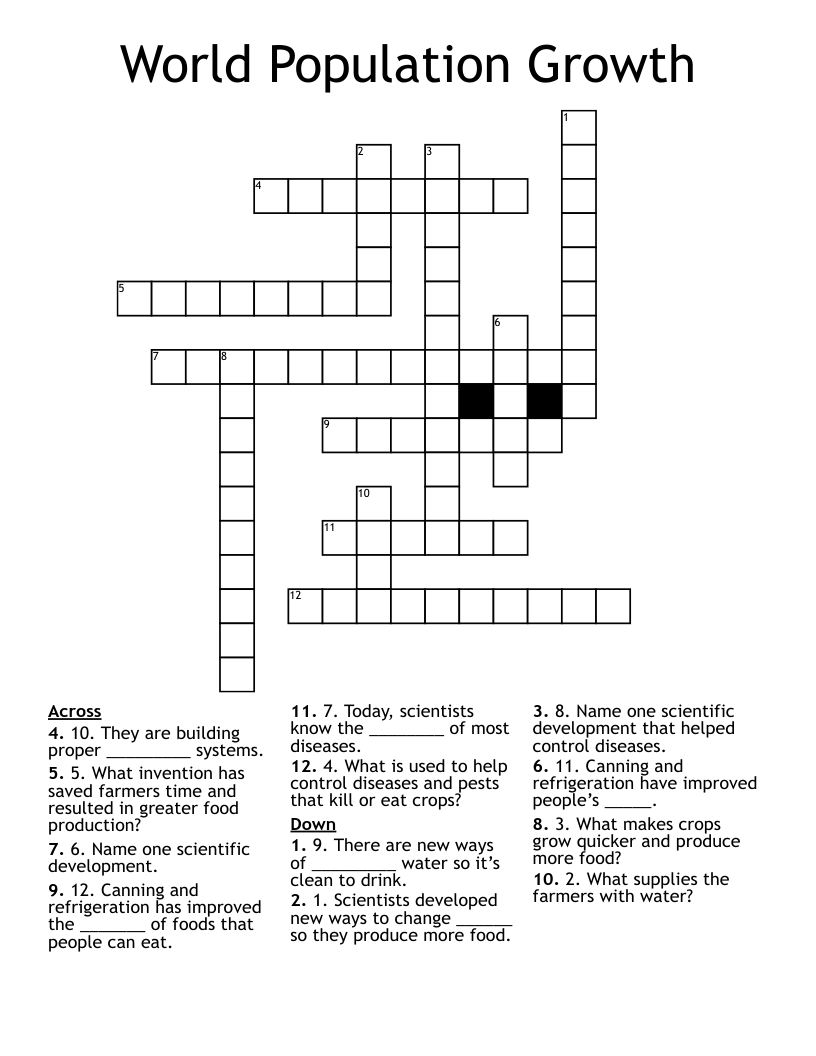 World Population Growth Crossword