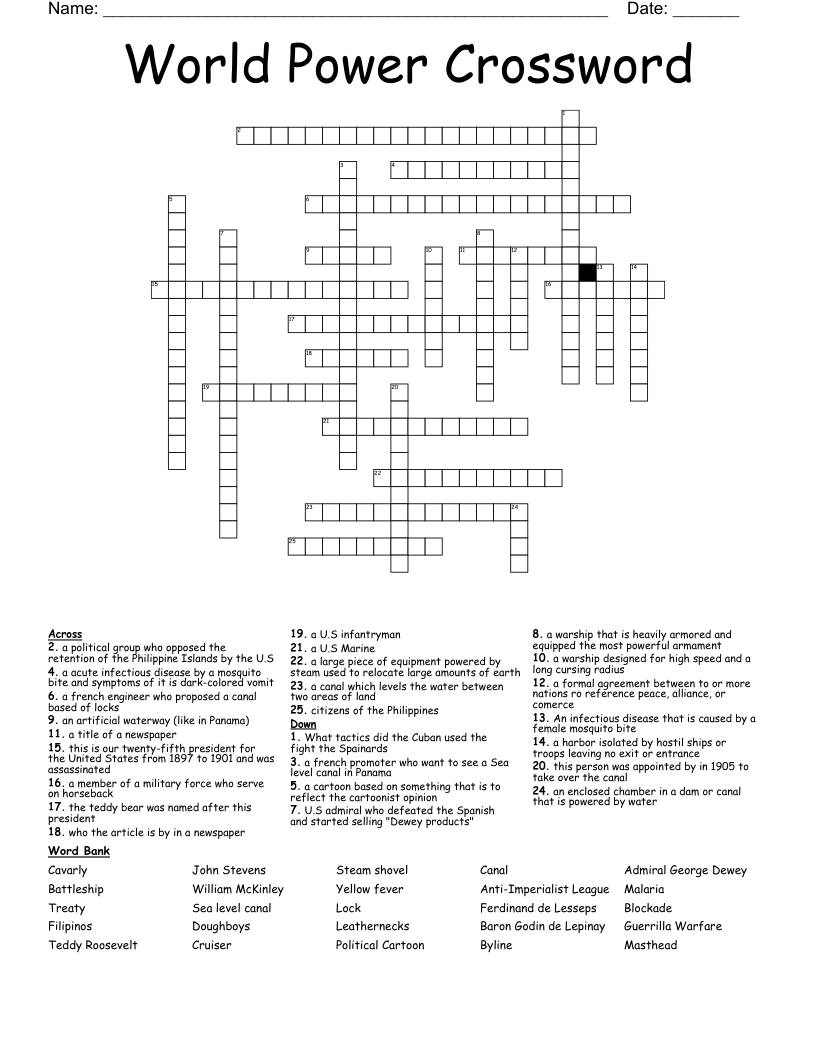 World Power Crossword 