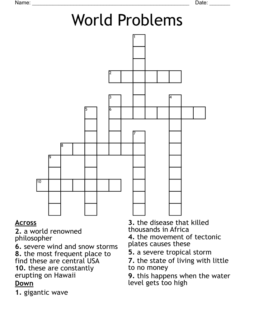 World Problems Crossword
