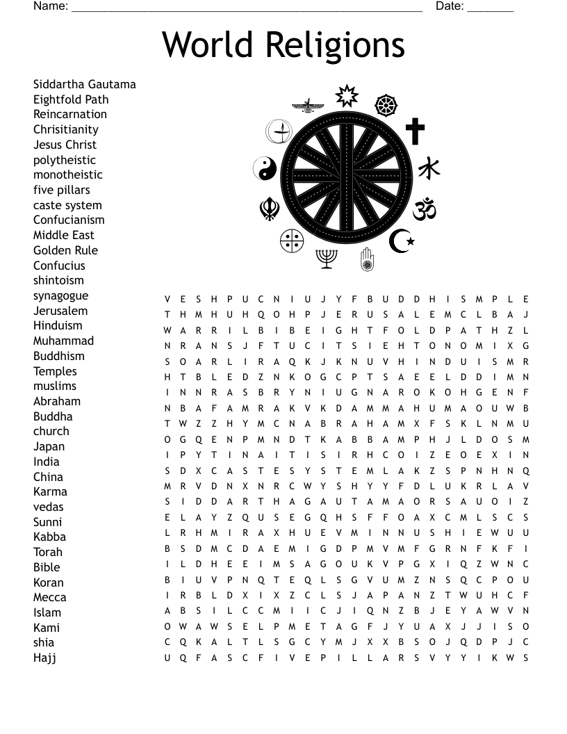 World Religions Word Search