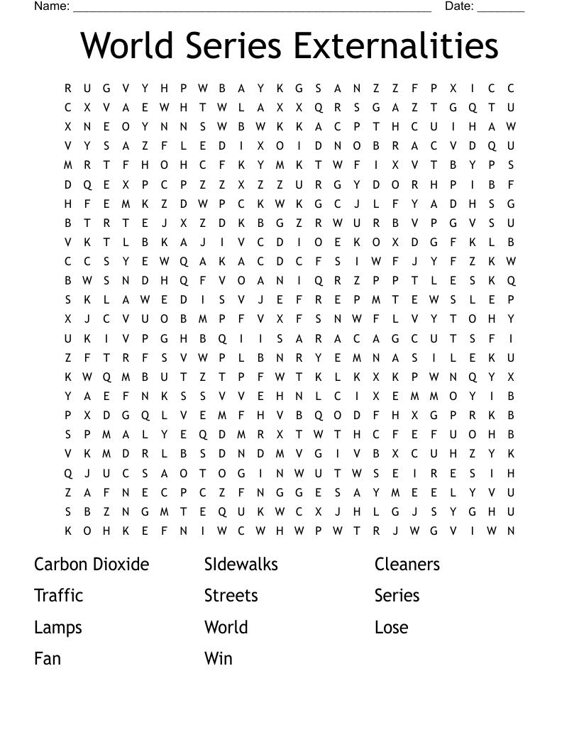 World Series Externalities Word Search