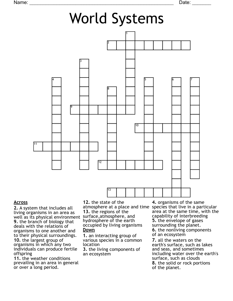 World Systems Crossword