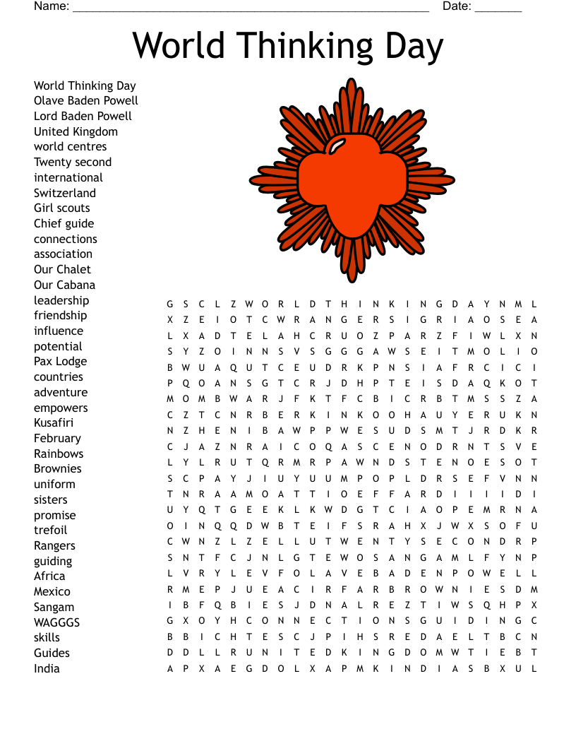 World Thinking Day Word Search