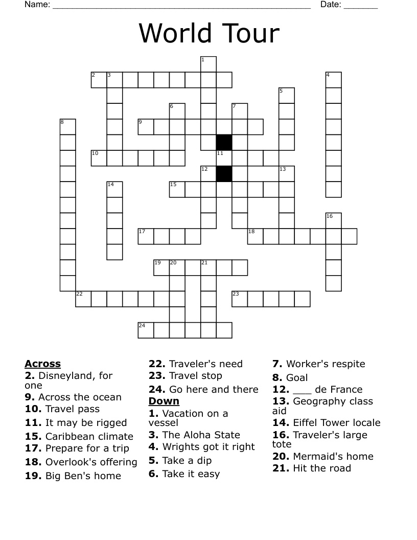 World Tour Crossword