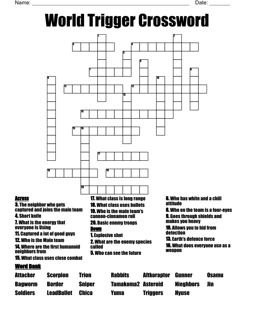 World Trigger Crossword