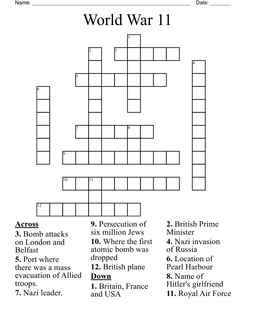 World War 11 Crossword
