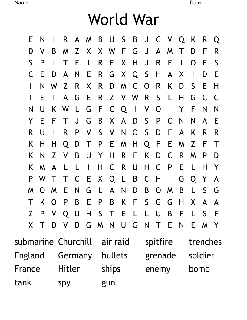 World War Word Search