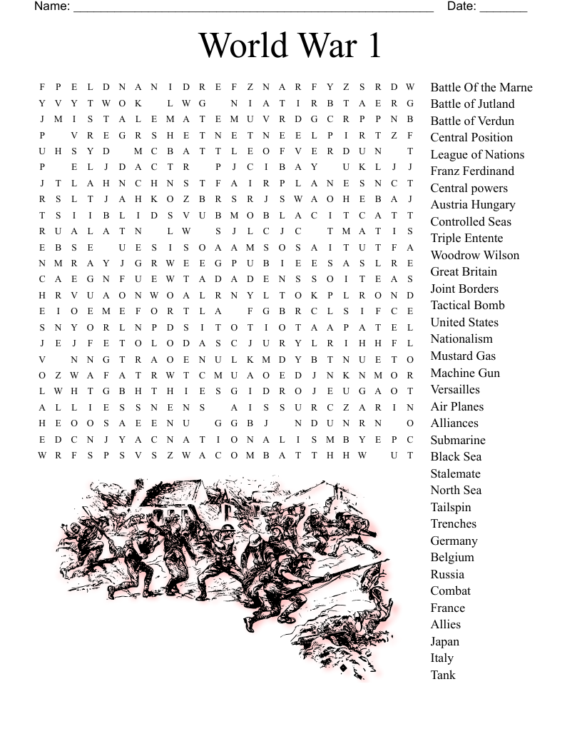 World War 1 Word Search