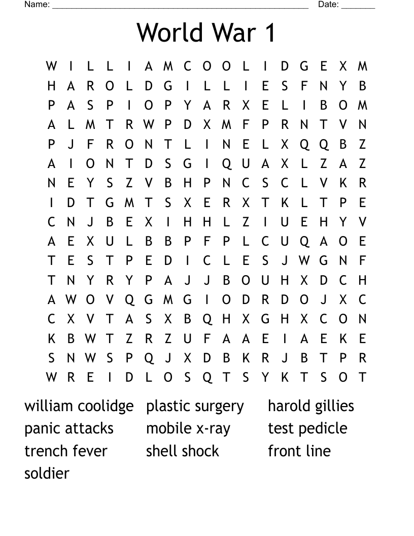 World War 1 Word Search