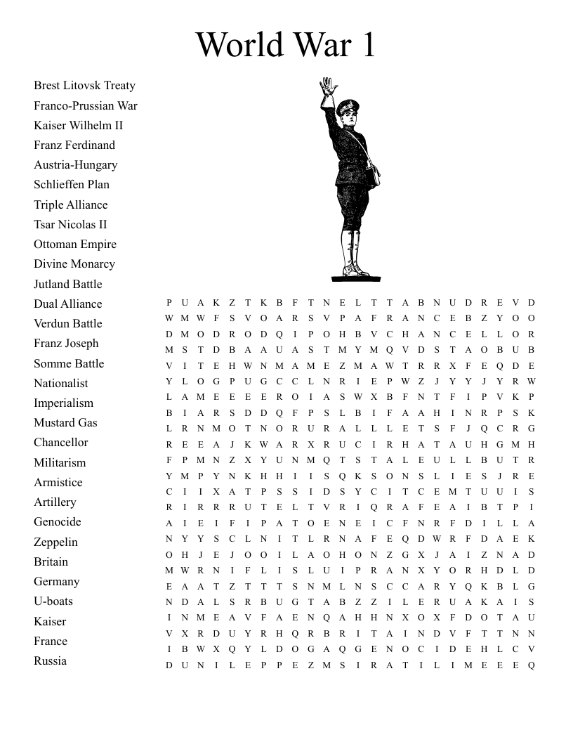 World War 1 Word Search