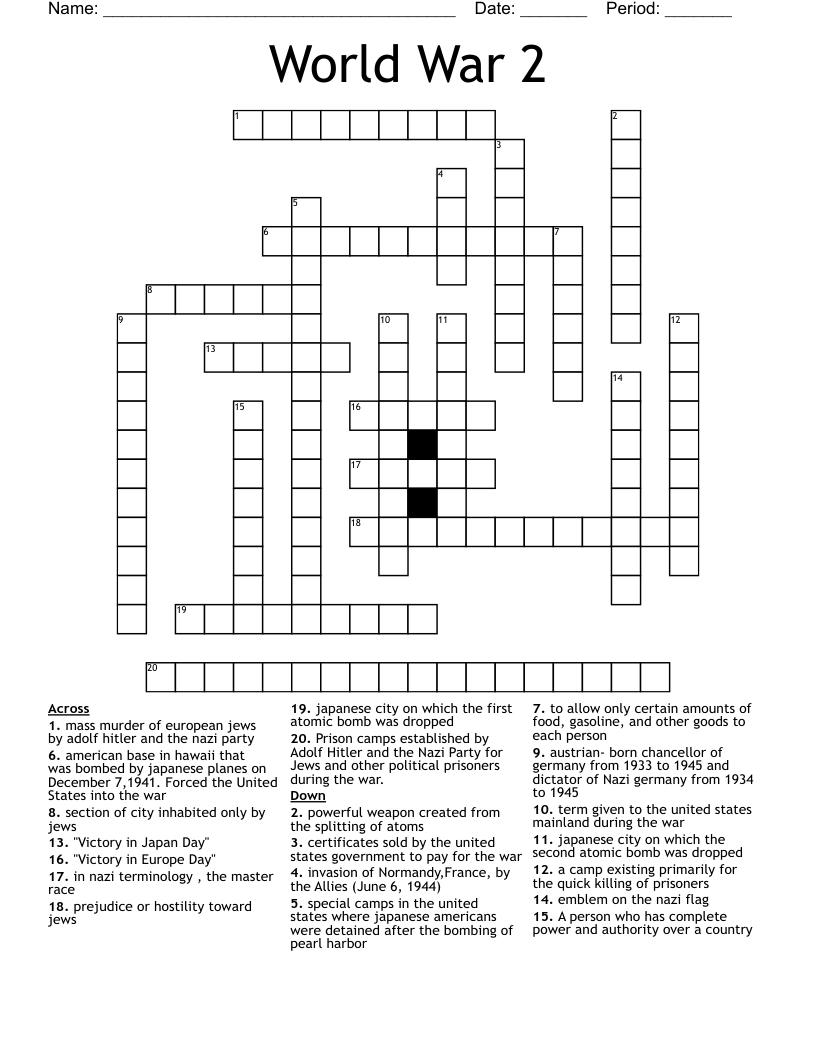 World War 2 Crossword