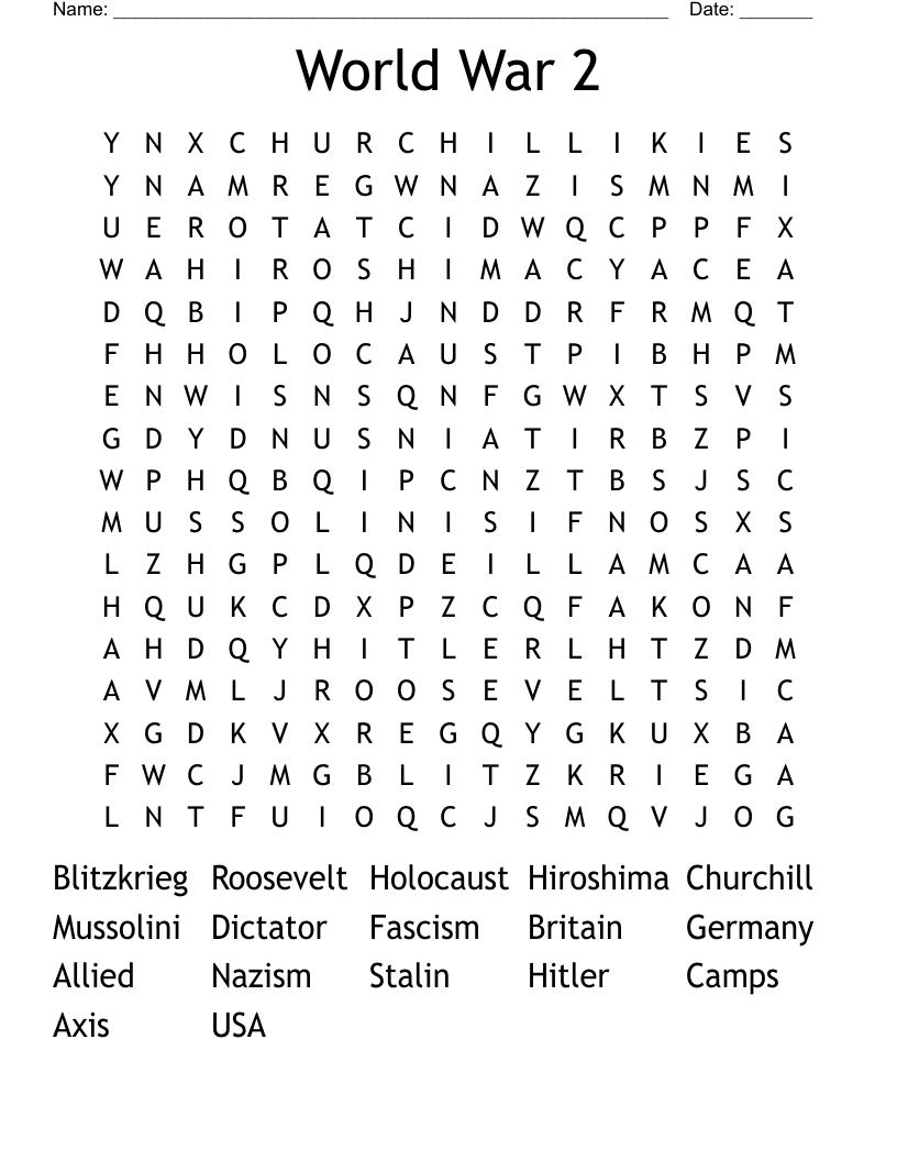 World War 2 Word Search