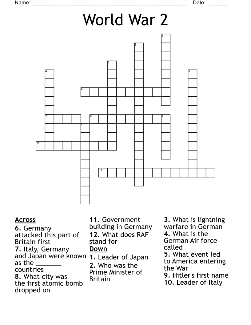 World War 2 Crossword