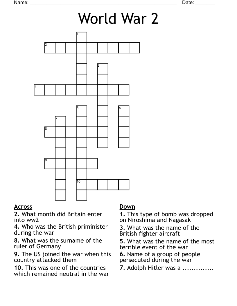 World War 2 Crossword