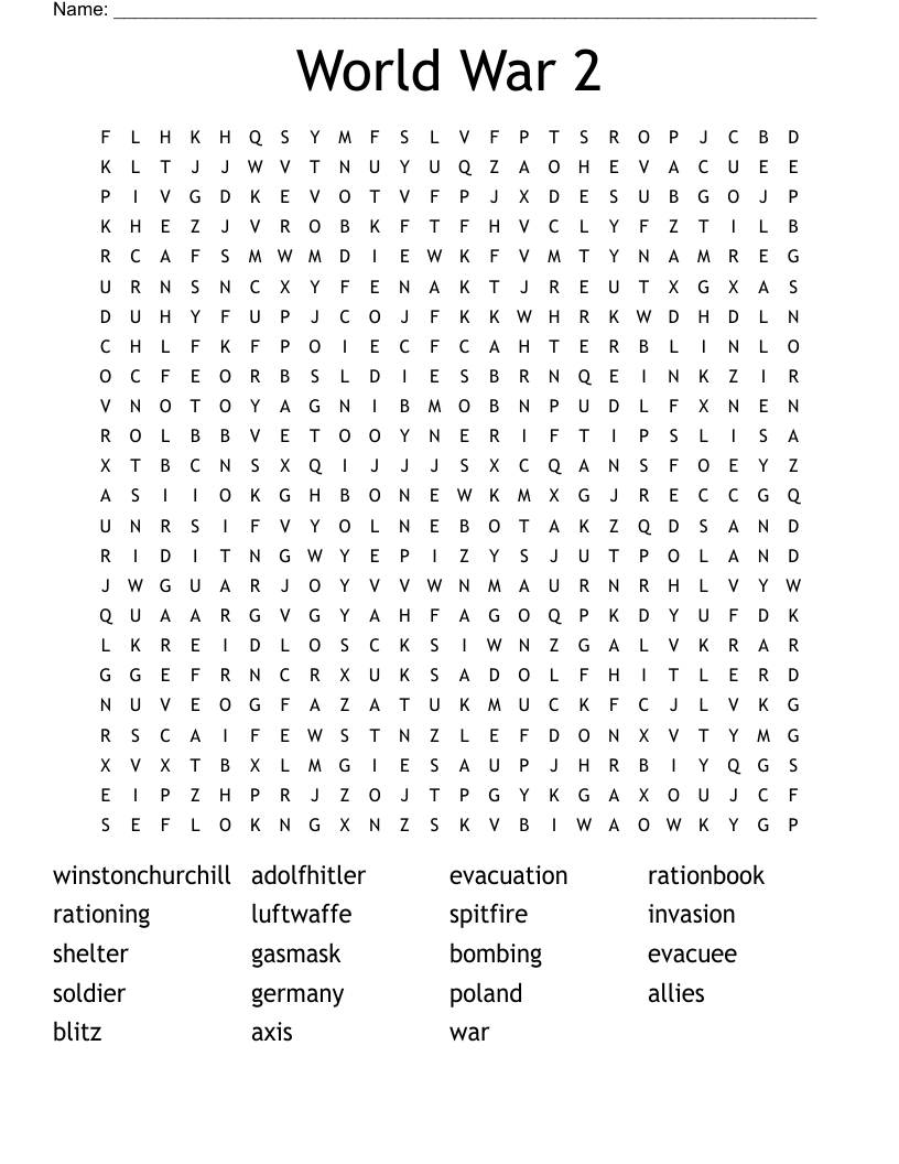World War 2 Word Search