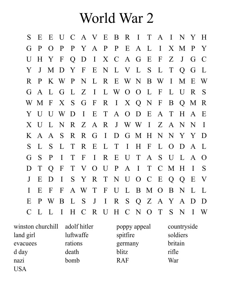 World War 2 Word Search