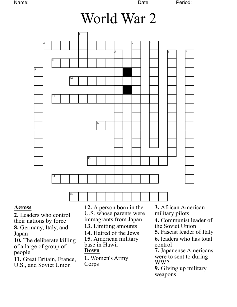 World War 2 Crossword