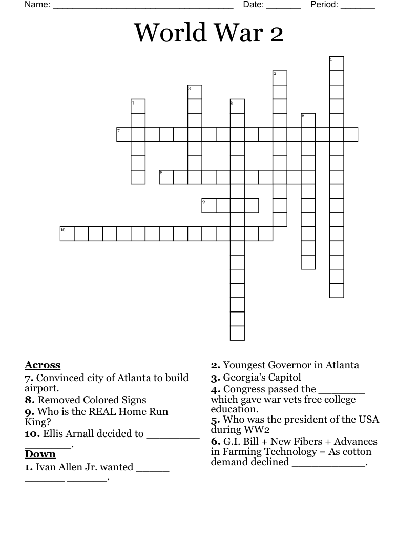 World War 2 Crossword
