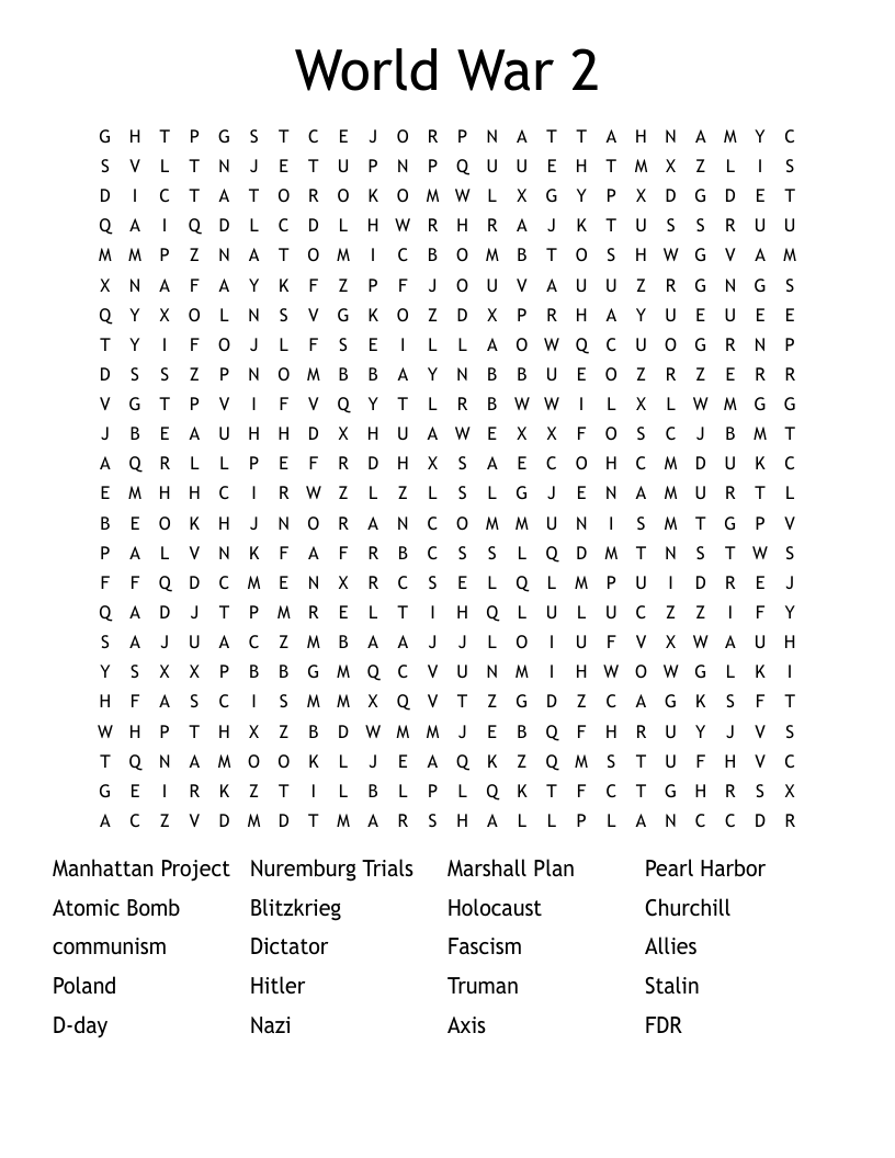 World War 2 Word Search