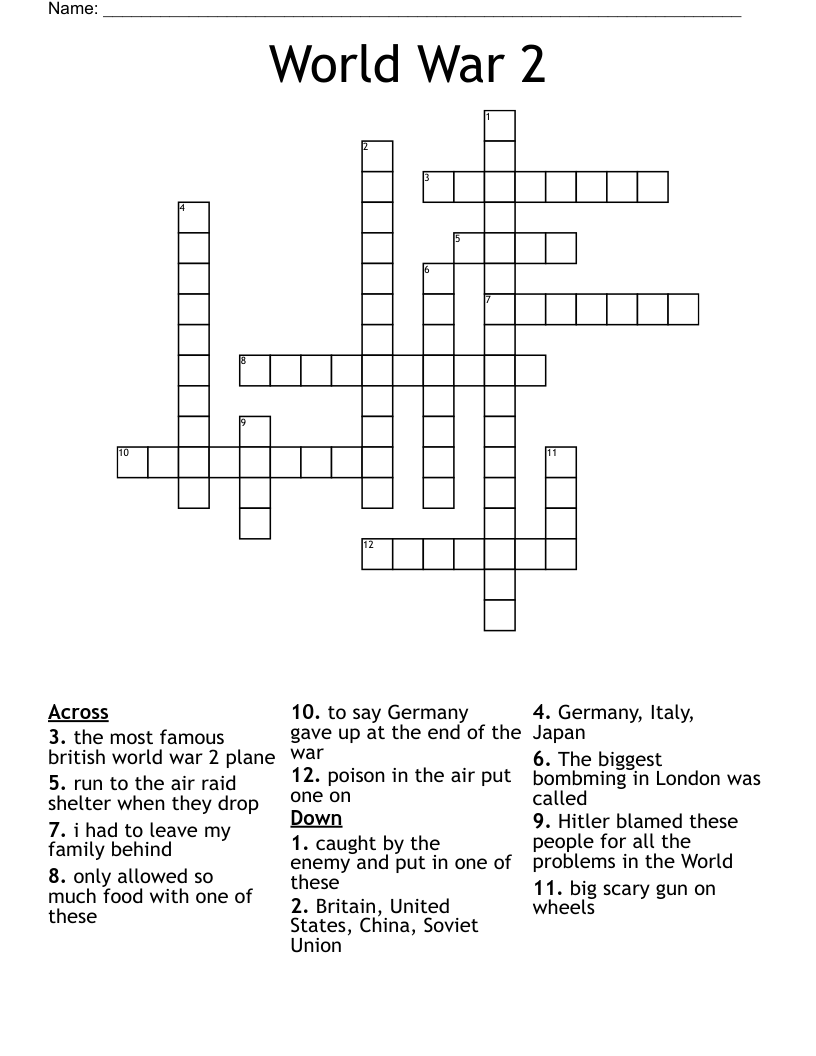 World War 2 Crossword