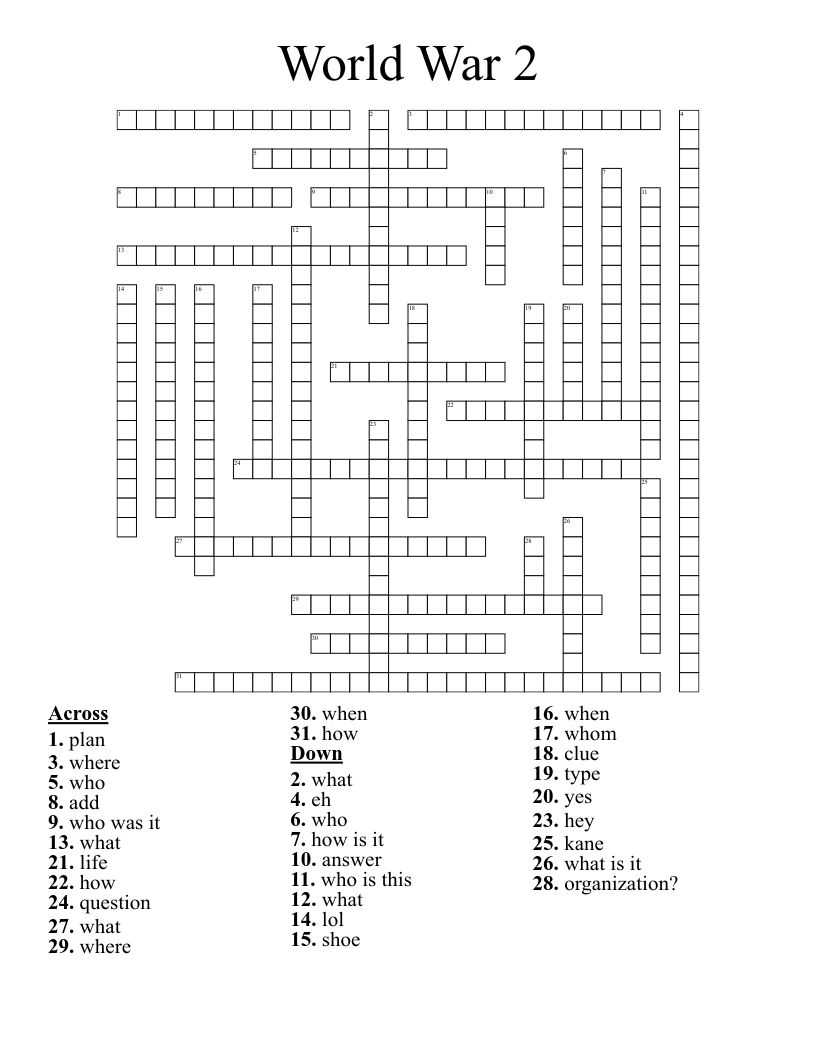 World War 2 Crossword