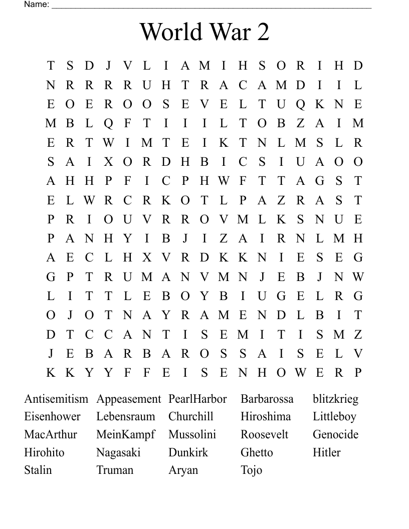 World War 2 Word Search