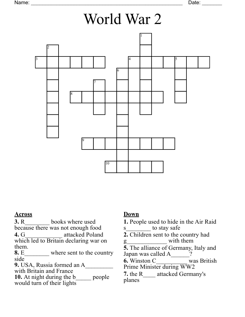 World War 2 Crossword