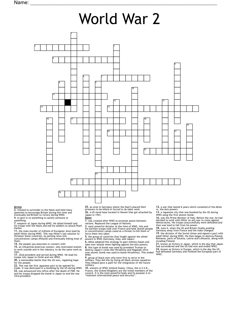 World War 2 Crossword