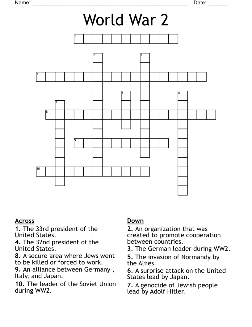 World War 2 Crossword