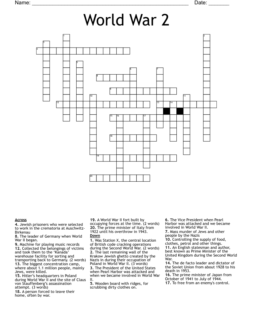 World War 2 Crossword