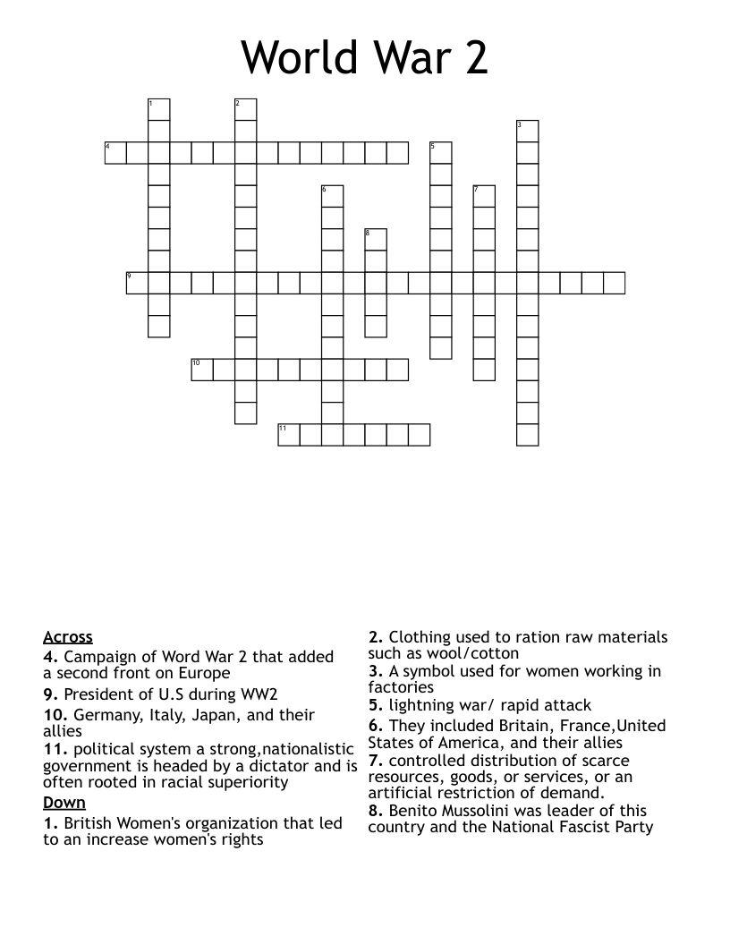 World War 2 Crossword