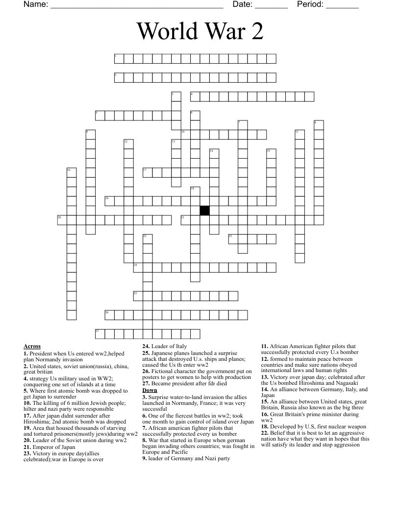 World War 2 Crossword