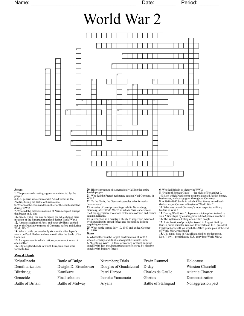 World War 2 Crossword