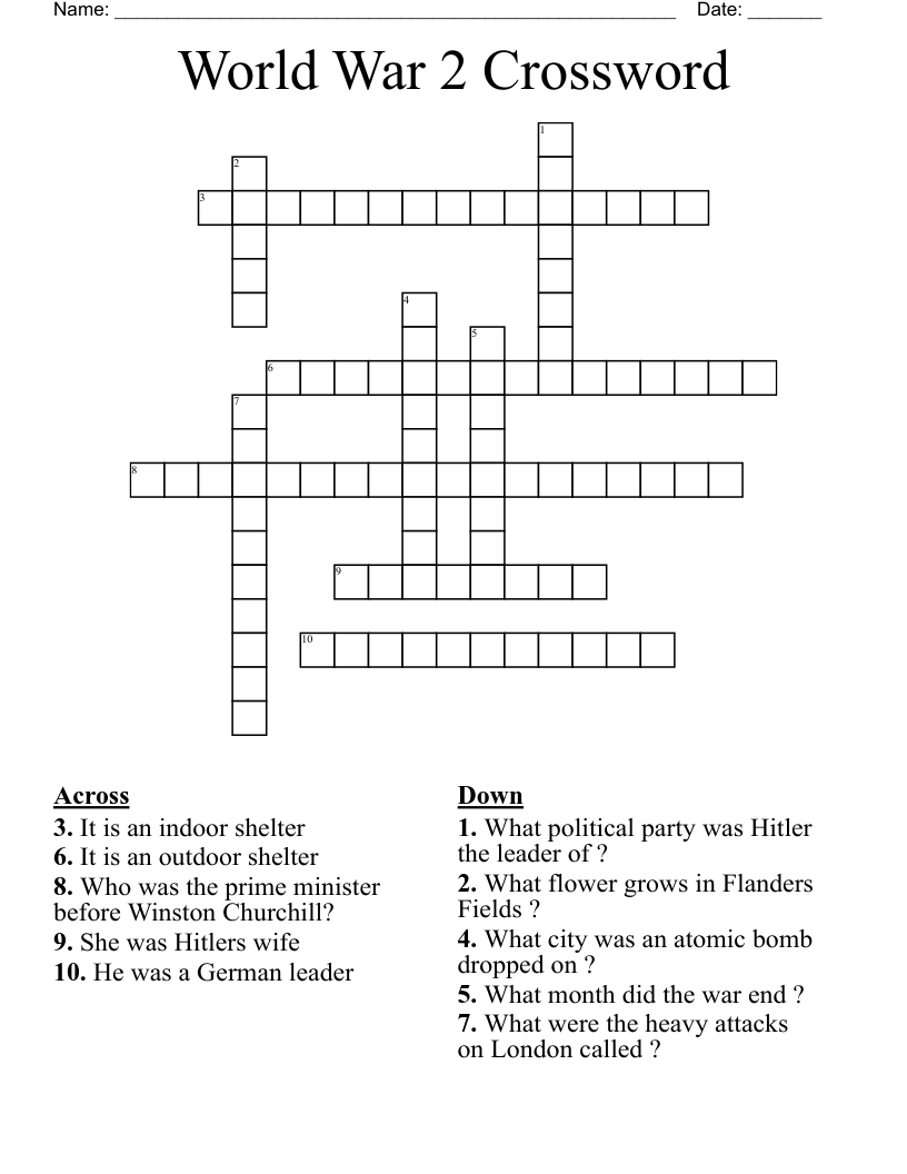 World War 2 Crossword