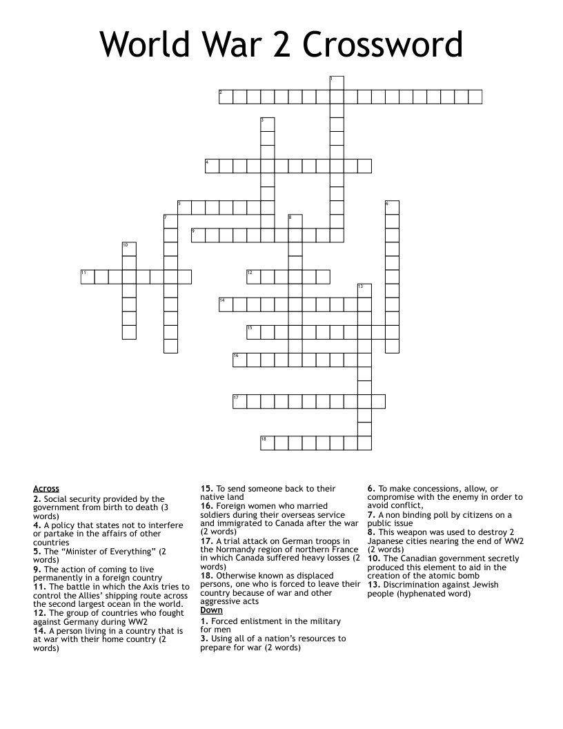 World War 2 Crossword