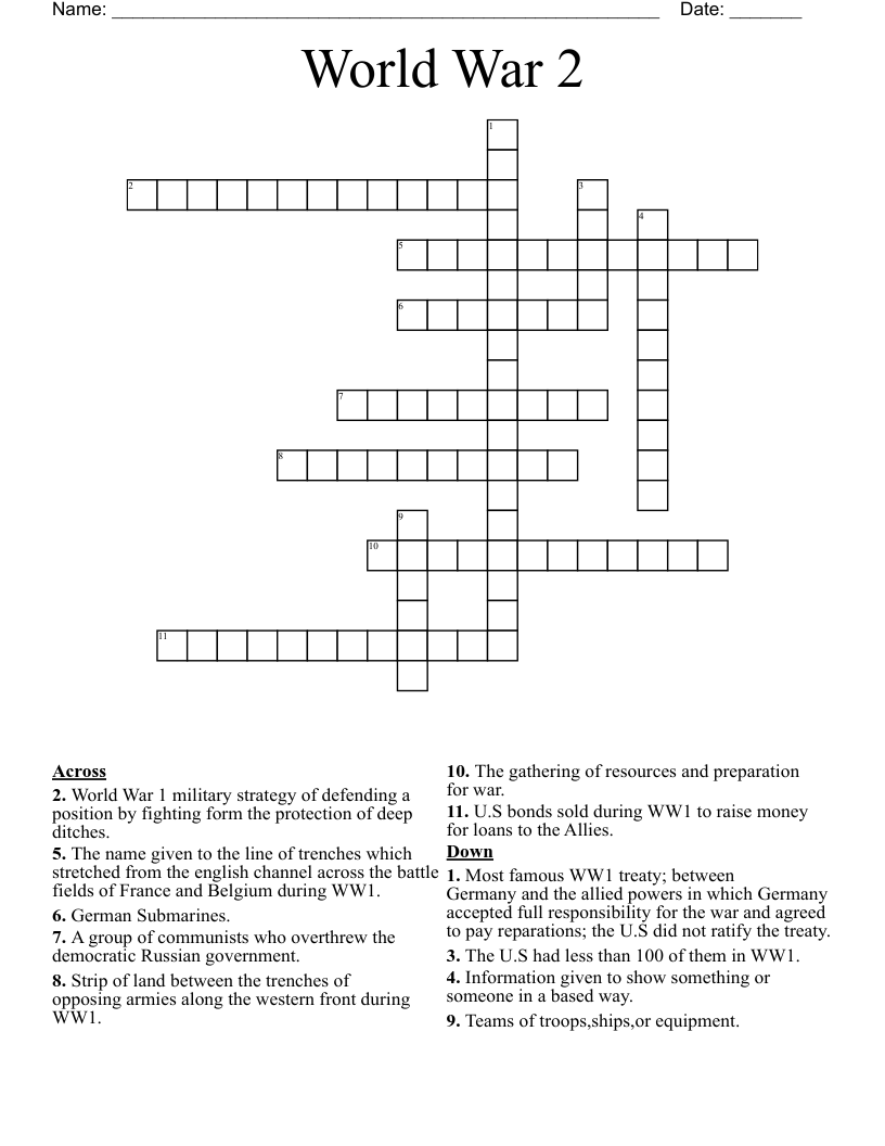 World War 2  Crossword